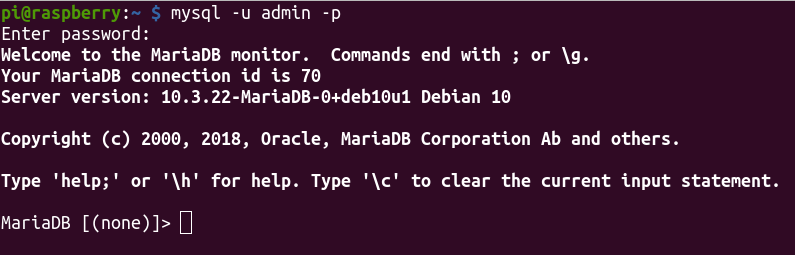 MySQL (MariaDB) Login console